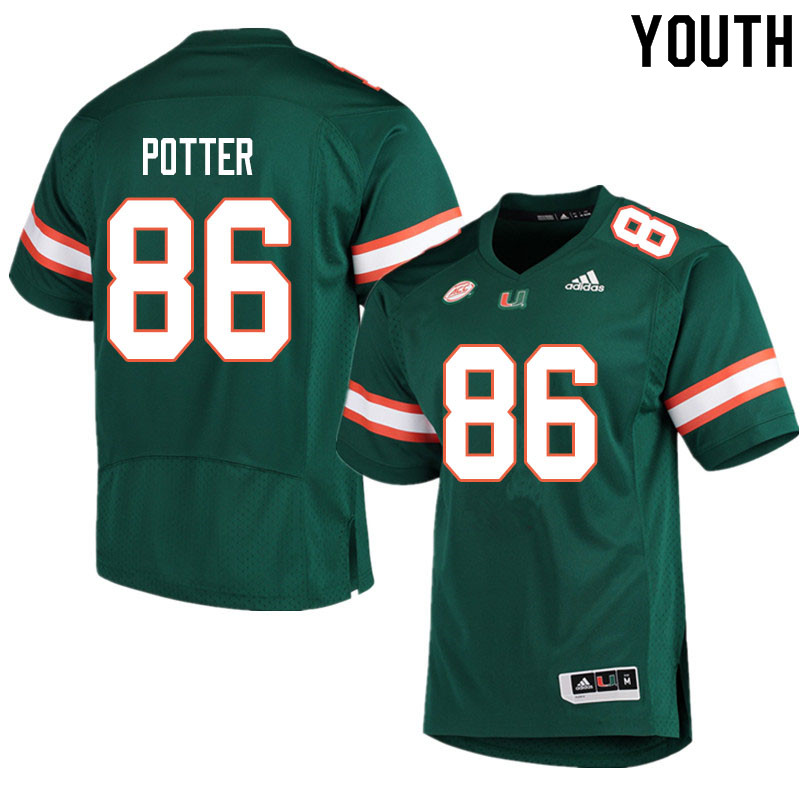 Youth #86 Fred Potter Miami Hurricanes College Football Jerseys Sale-Green